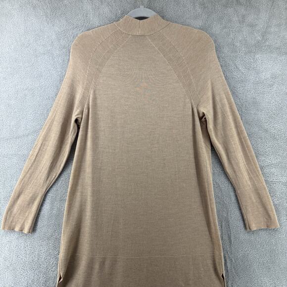 Talbots Sweater Womens L Camel Merino Wool Knit Long Open Front Cardigan V-Neck - Picture 8 of 13